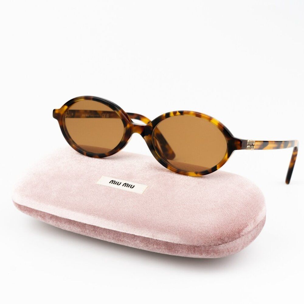 NEW Miu Miu MU04ZS 19P2Z1 REGARD Light Havana Brown  Unisex Sunglasses 0MU 04ZS - Picture 2 of 13